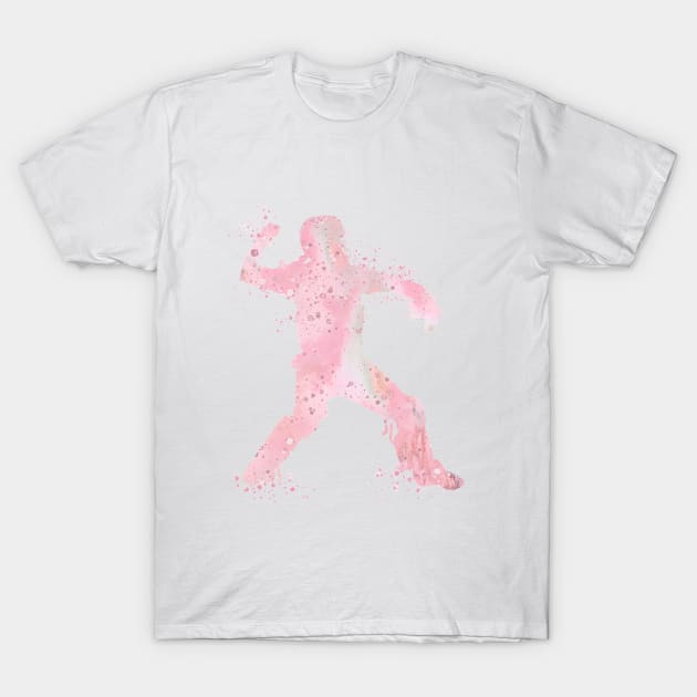 Baseball Girl Catcher Softball Player Blush Pink Watercolor Silhouette T-Shirt by LotusGifts